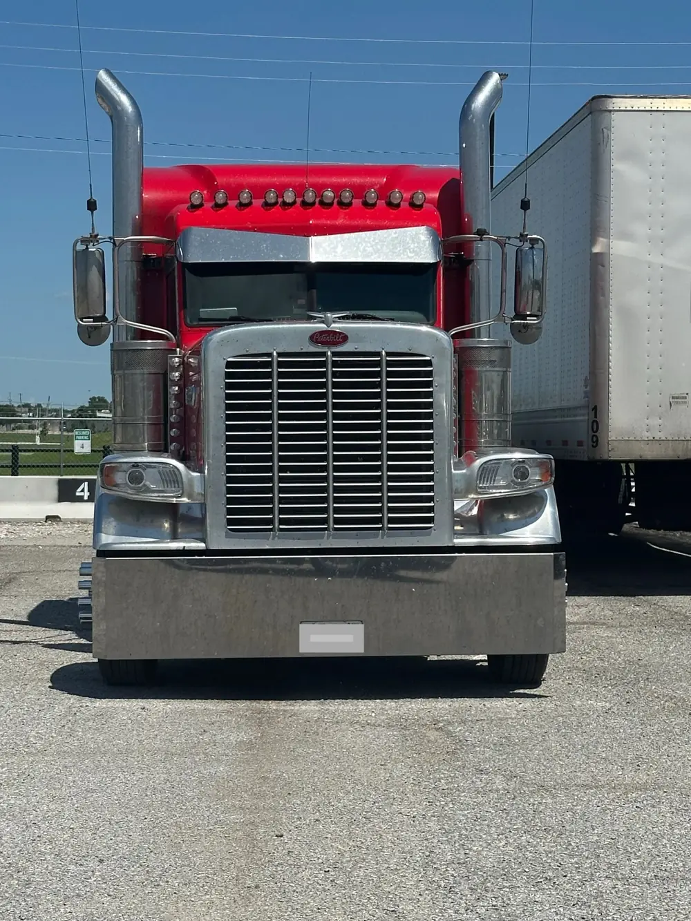 Semi truck in secure Tulsa truck parking space